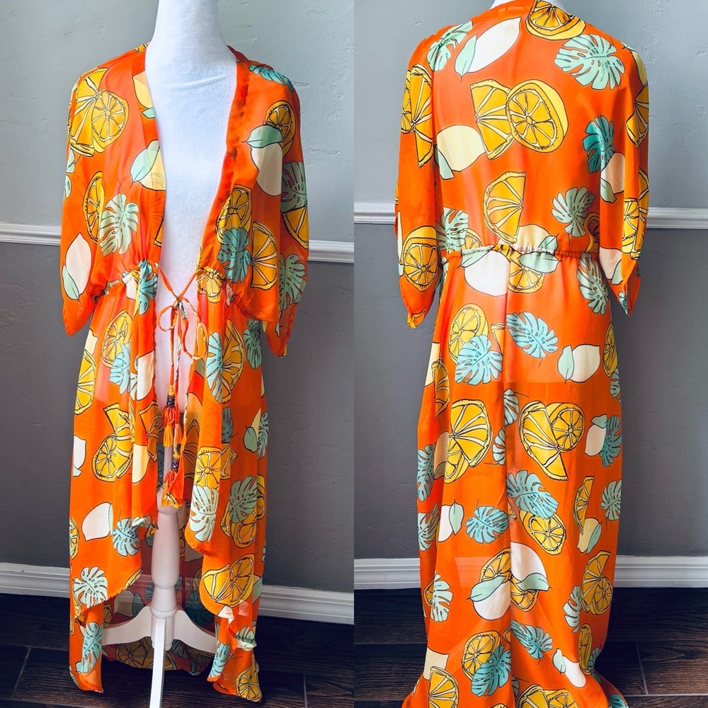 Violet Sky Kimono Coverup - Women - Small - Orange